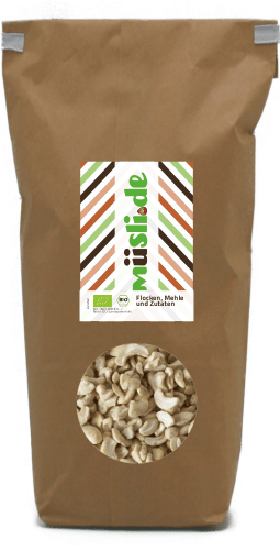 Bild der Verpackung (Dose) des Bio Müslis Bio Cashew von müsli.de