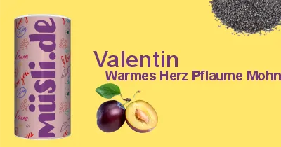 Infobild des Müslis Valentin Warmes Herz Pflaume & Mohn von müsli.de